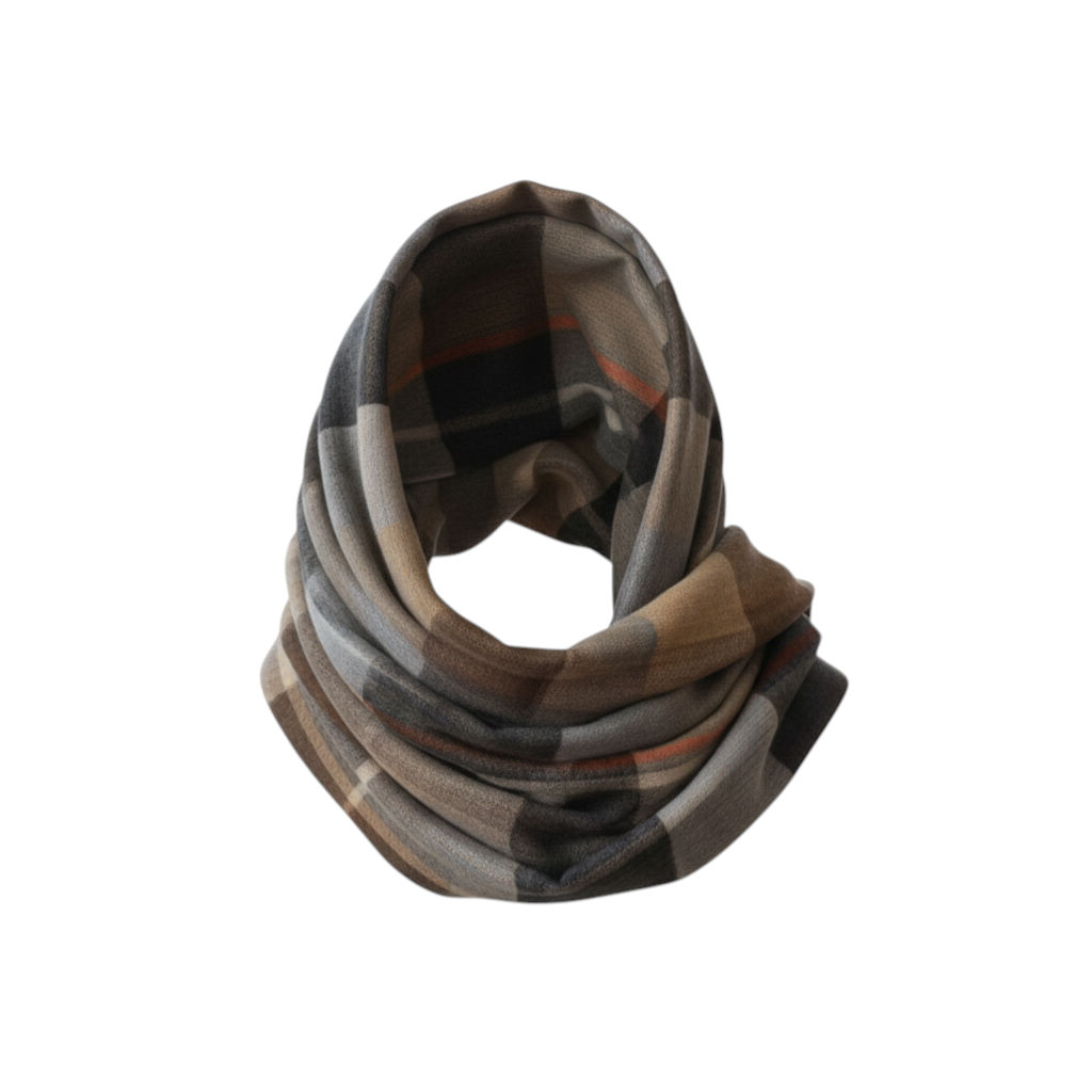 Brown Plaid Wool Scarf